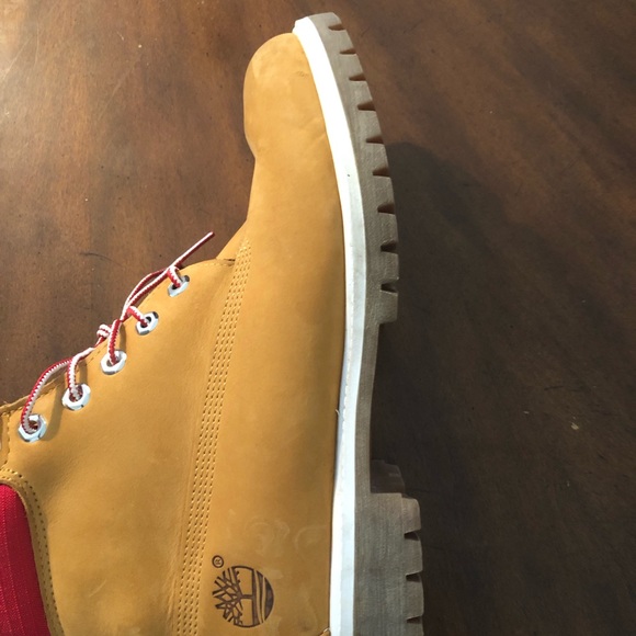 Custom Timberlands w/red and white main image 6